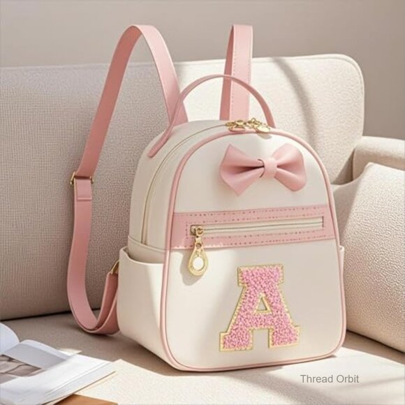 Personalized Initial Mini Backpack Vegan Leather Adjustable Straps main image 4